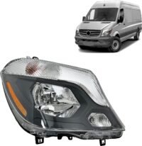 2014 2015 2016 2017 2018 Mercedes Sprinter 2500/3500 Halogen Headlight Headlamp Assembly with Bulb Right/Passenger Side