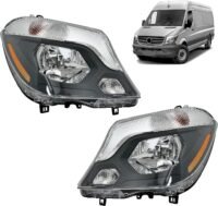 2014-2018 Mercedes Sprinter 2500/3500 Halogen Headlight Headlamp Assembly with Bulb Left/Right Side, 9068202861 / 9068202961 /MB2503259 MB2502259