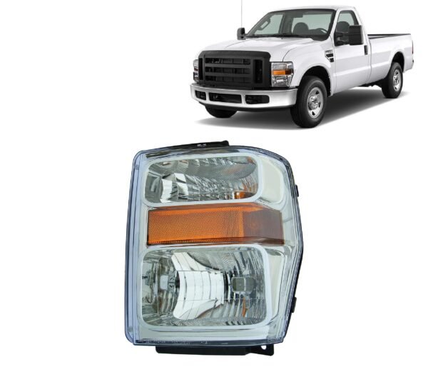 Ford F-250, F-350, F-450, F-550 Super Duty 2008 2009 2010 Halogen Headlight Assembly Left Side With Bulb FO2502243/ 7C3Z13008BA