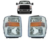 Ford F-250, F-350, F-450, F-550 Super Duty 2008 2009 2010 Halogen Headlight Assembly Pair Set