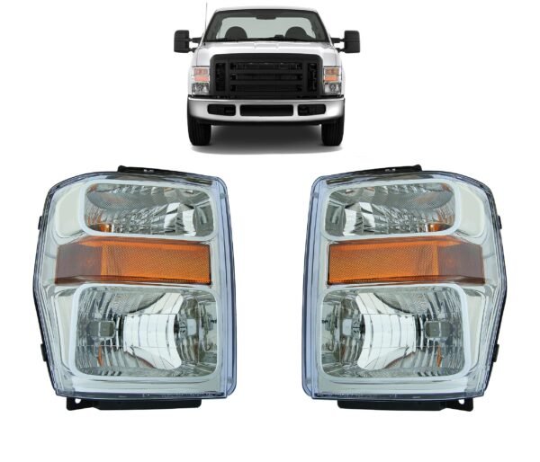 Ford F-250, F-350, F-450, F-550 Super Duty 2008 2009 2010 Halogen Headlight Assembly Pair Set