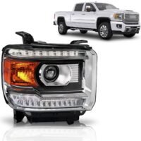 GMC Sierra 1500 2014-2015, Sierra 2500 3500 HD 2015 2016 2017 2018 2019 Headlights Right/Passenger Side w/LED DRL, GM2502394/23130717