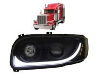 Peterbilt 389 2006-2023 Headlight Assembly With Bulb Led High/Low Beam, Black Housing Left/Driver Side